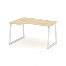 Style Project Стол рабочий эргоном. SN-4T1.SPA-021(L) Акация Лорка/Металл Белый/Заглушка Пластик Бел