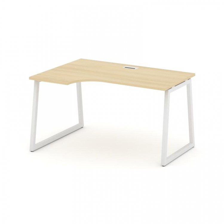 Style Project Стол рабочий эргоном. SN-4T1.SPA-021(L) Акация Лорка/Металл Белый/Заглушка Пластик Бел