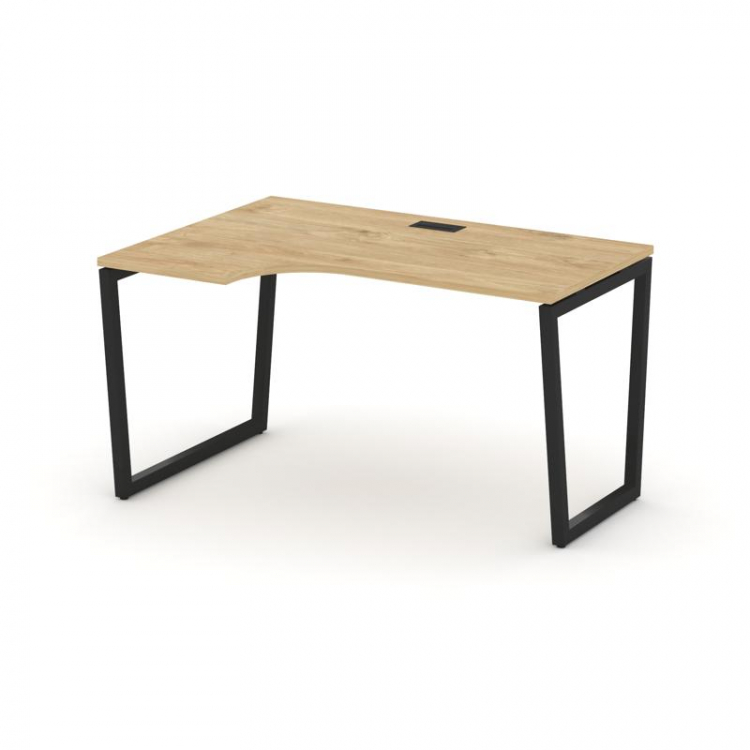 Style Project Стол рабочий эргоном. SN-4T2.SPA-002(L) Тиквуд Светлый/Металл Черный/Заглушка Пластик