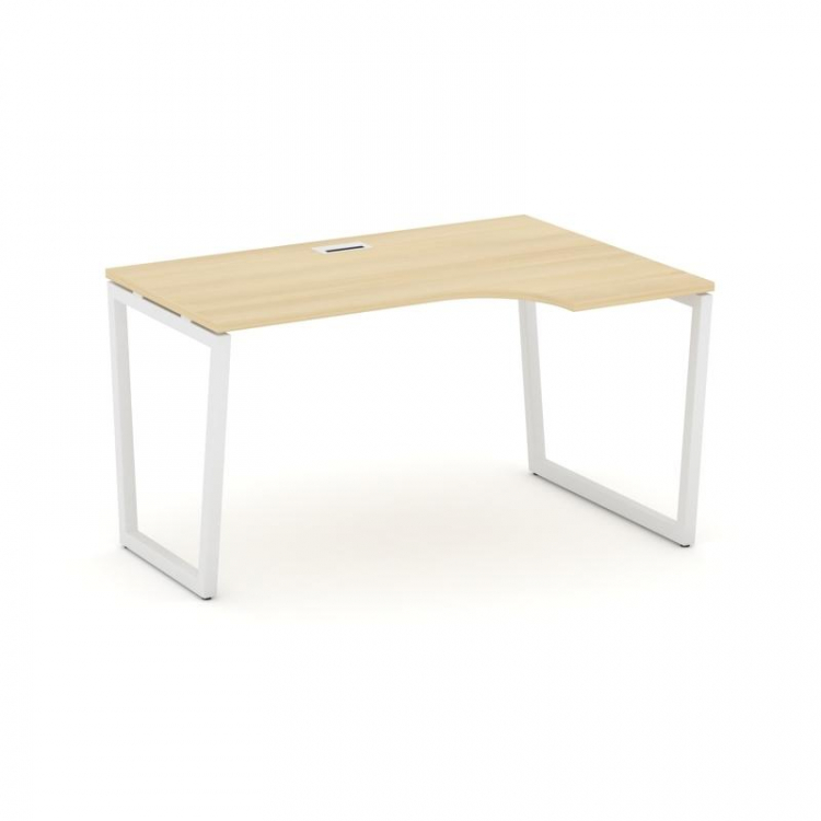 Style Project Стол рабочий эргоном. SN-4T2.SPA-011(R) Акация Лорка/Металл Белый/Заглушка Пластик Бел