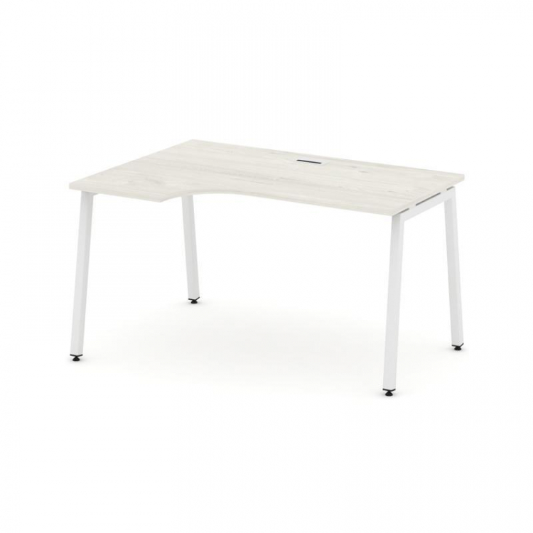 Style Project Стол рабочий эргоном. SN-4A.SPA-002(L) Дуб Наварра/Металл Белый 1580*600/980*750