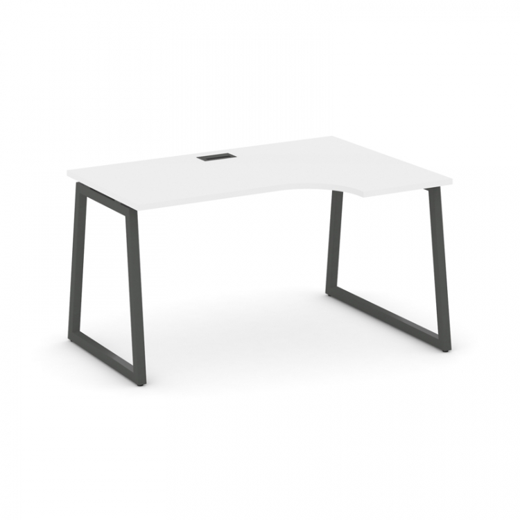 Style Project Стол рабочий эргоном. SN-4T1.SPA-022(R) Белый/Металл Антрацит/Заглушка Пластик Черный