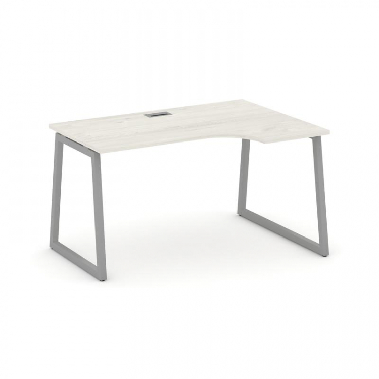 Style Project Стол рабочий эргоном. SN-4T1.SPA-021(R) Дуб Наварра/Металл Серый/Заглушка Пластик Сере