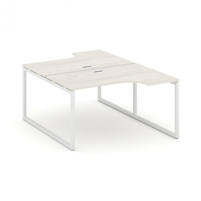 Style Project Рабочая станция эргоном. SN-4O.DRPA-022 Дуб Наварра/Металл Белый 1580*1632/1992*750