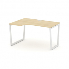 Style Project Стол рабочий эргоном. SN-4T2.SPA-022(L) Акация Лорка/Металл Белый/Заглушка Пластик Бел
