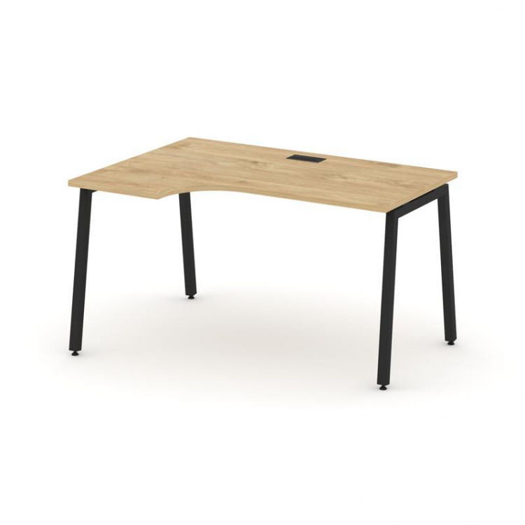 Style Project Стол рабочий эргоном. SN-4A.SPA-002(L) Тиквуд Светлый/Металл Черный 1580*600/980*750