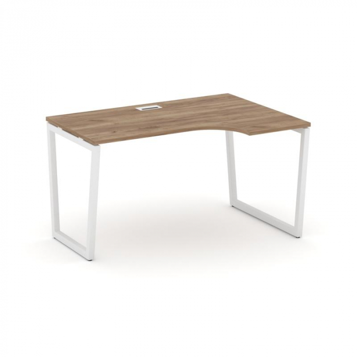 Стайл Проджект Стол рабочий эргоном. SN-4T2.SPA-011(R) Дуб Табак/Металл Белый/Заглушка Пластик Белый