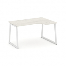 Style Project Стол рабочий эргоном. SN-4T1.SPA-022(R) Дуб Наварра/Металл Белый/Заглушка Пластик Белы