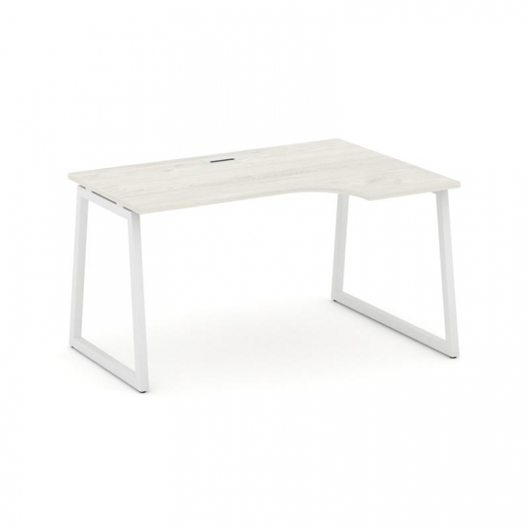 Style Project Стол рабочий эргоном. SN-4T1.SPA-022(R) Дуб Наварра/Металл Белый/Заглушка Пластик Белы