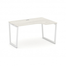 Style Project Стол рабочий эргоном. SN-4T2.SPA-022(R) Дуб Наварра/Металл Белый/Заглушка Пластик Белы