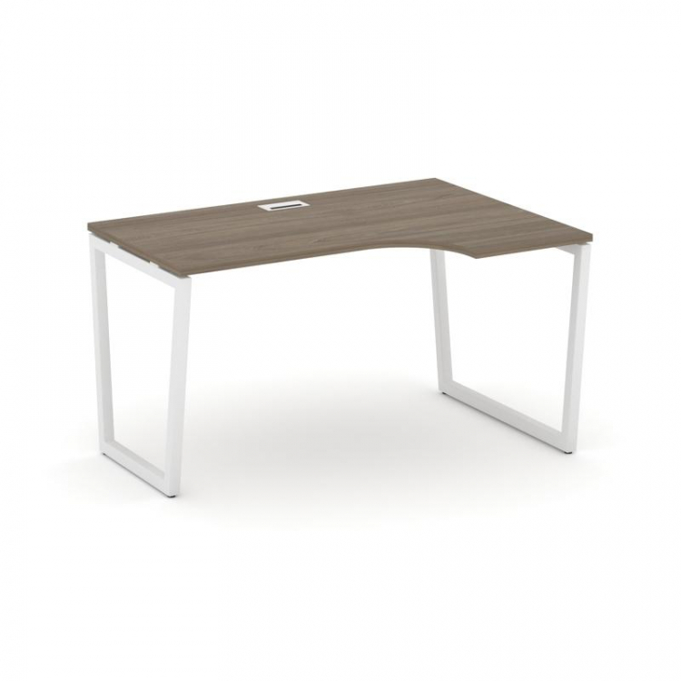 Style Project Стол рабочий эргоном. SN-4T2.SPA-011(R) Вяз Благородный/Металл Белый/Заглушка Пластик
