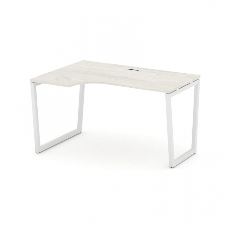 Style Project Стол рабочий эргоном. SN-4T2.SPA-002(L) Дуб Наварра/Металл Белый/Заглушка Пластик Белы