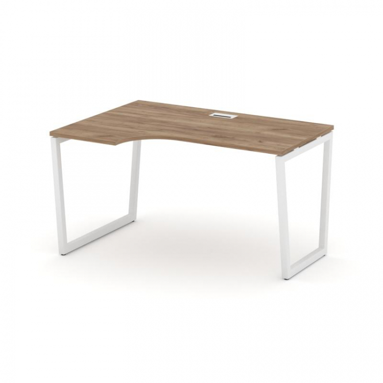 Style Project Стол рабочий эргоном. SN-4T2.SPA-021(L) Дуб Табак/Металл Белый/Заглушка Пластик Белый