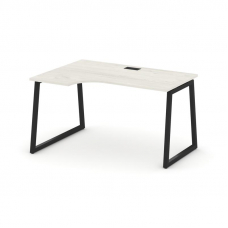 Style Project Стол рабочий эргоном. SN-4T1.SPA-012(L) Дуб Наварра/Металл Черный/Заглушка Пластик Чер