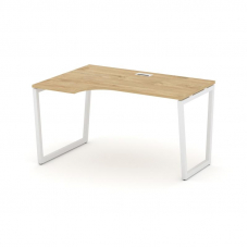 Style Project Стол рабочий эргоном. SN-4T2.SPA-002(L) Тиквуд Светлый/Металл Белый/Заглушка Пластик Б