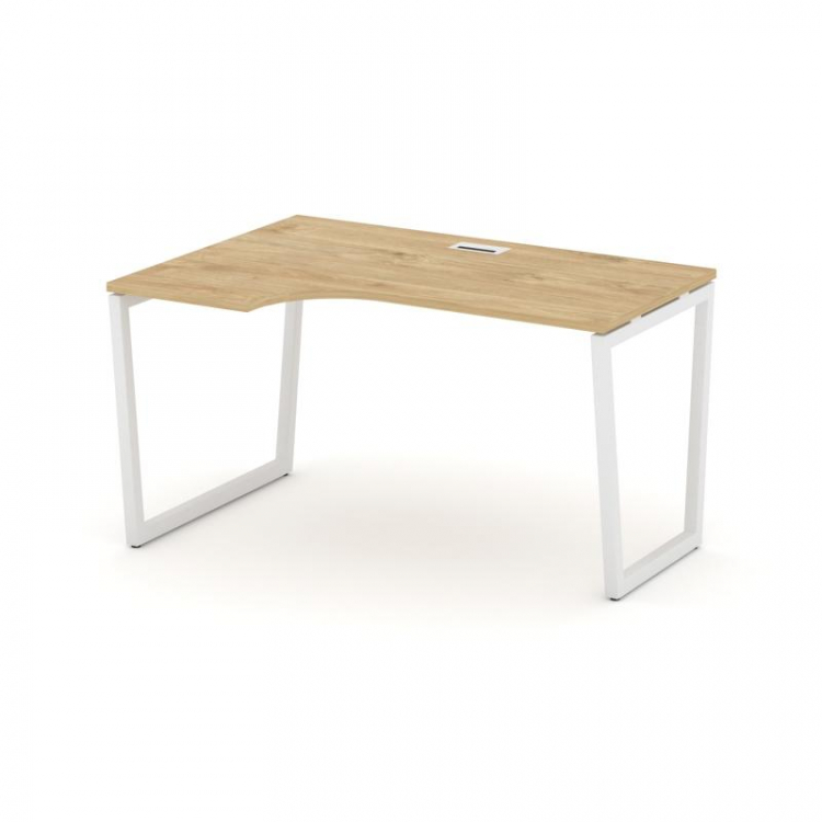 Style Project Стол рабочий эргоном. SN-4T2.SPA-002(L) Тиквуд Светлый/Металл Белый/Заглушка Пластик Б