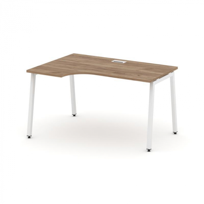 Style Project Стол рабочий эргоном. SN-4A.SPA-011(L) Дуб Табак/Металл Белый 1380*700/980*750