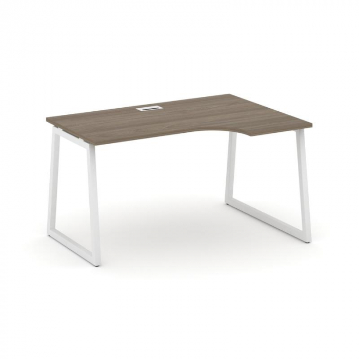 Стайл Проджект Стол рабочий эргоном. SN-4T1.SPA-022(R) Вяз Благородный/Металл Белый/Заглушка Пластик