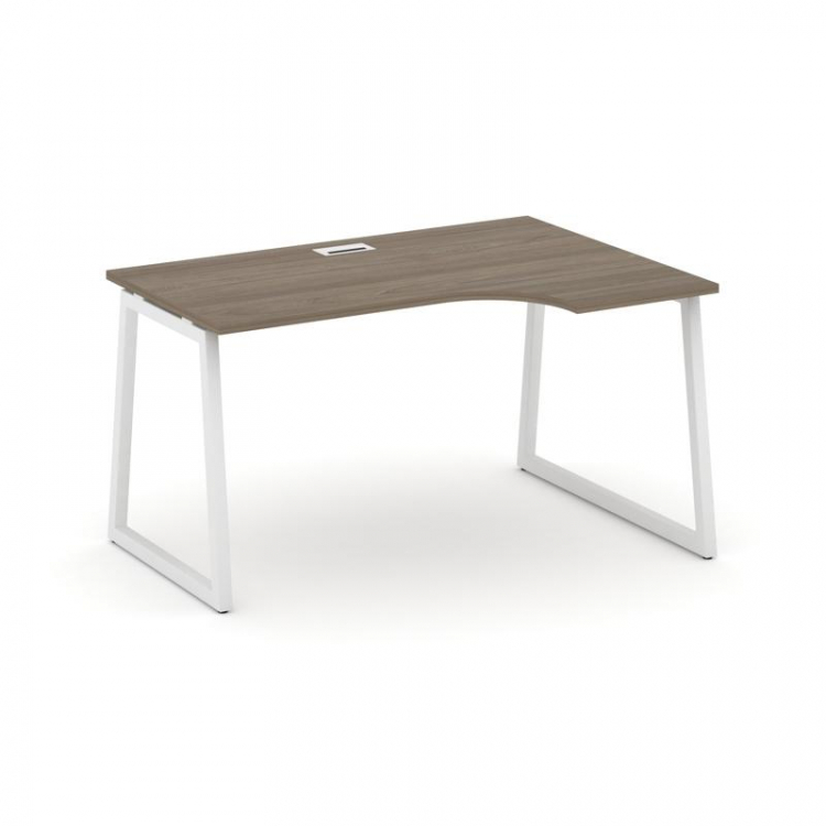 Style Project Стол рабочий эргоном. SN-4T1.SPA-022(R) Вяз Благородный/Металл Белый/Заглушка Пластик