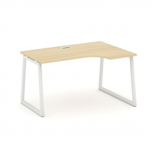 Style Project Стол рабочий эргоном. SN-4T1.SPA-021(R) Акация Лорка/Металл Белый/Заглушка Пластик Бел