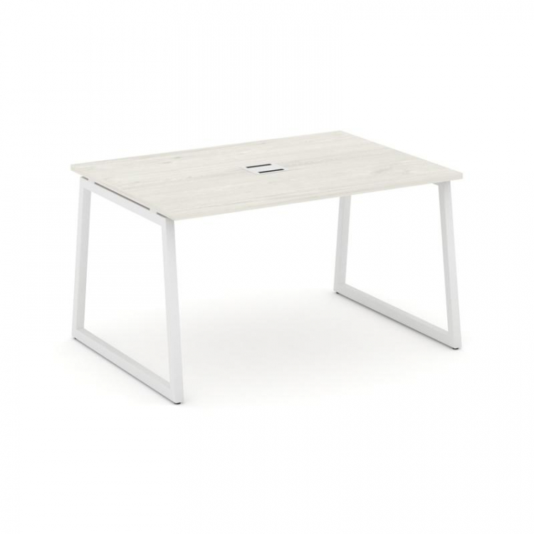 Style Project Стол переговорный SN-4T1.SPRG-003 Дуб Наварра/Металл Белый/Заглушка Металл Белый 1380*