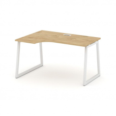 Style Project Стол рабочий эргоном. SN-4T1.SPA-002(L) Тиквуд Светлый/Металл Белый/Заглушка Пластик Б