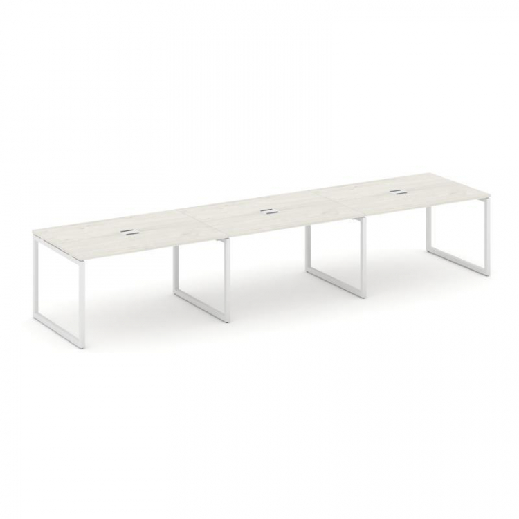 Style Project Стол переговорный SN-4O.SPRG-024 Дуб Наварра/Металл Белый 4740*980*750