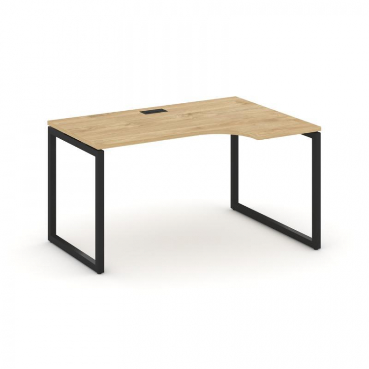 Style Project Стол рабочий эргоном. SN-4O.SPA-001(R) Тиквуд Светлый/Металл Черный 1380*600/980*750