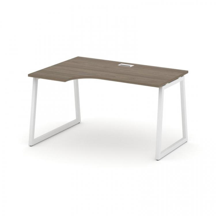 Style Project Стол рабочий эргоном. SN-4T1.SPA-021(L) Вяз Благородный/Металл Белый/Заглушка Пластик