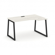 Style Project Стол рабочий эргоном. SN-4T1.SPA-022(R) Дуб Наварра/Металл Черный/Заглушка Пластик Чер