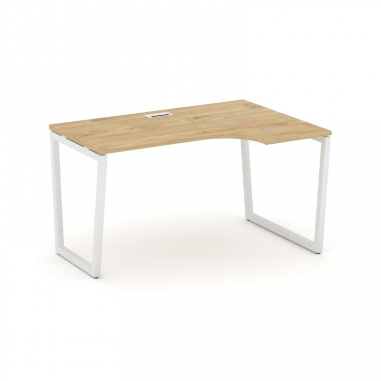 Style Project Стол рабочий эргоном. SN-4T2.SPA-011(R) Тиквуд Светлый/Металл Белый/Заглушка Пластик Б