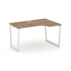 Style Project Стол рабочий эргоном. SN-4T2.SPA-022(R) Дуб Табак/Металл Белый/Заглушка Пластик Белый