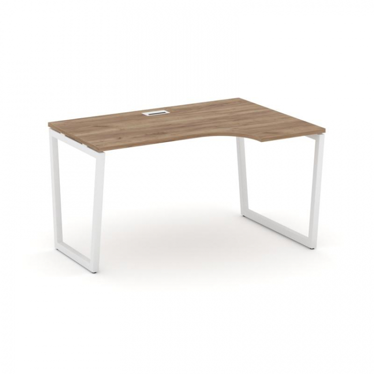 Style Project Стол рабочий эргоном. SN-4T2.SPA-022(R) Дуб Табак/Металл Белый/Заглушка Пластик Белый