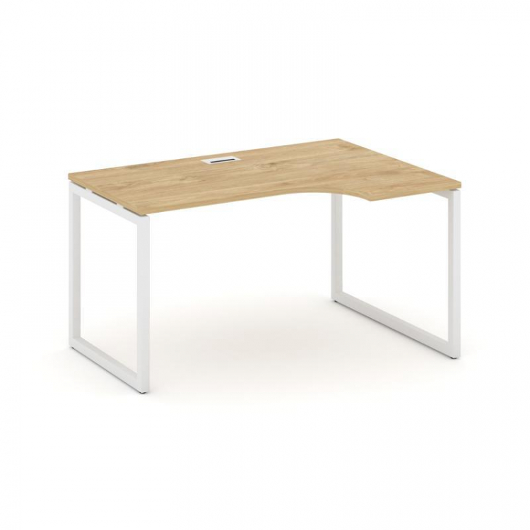 Style Project Стол рабочий эргоном. SN-4O.SPA-021(R) Тиквуд Светлый/Металл Белый 1380*800/980*750