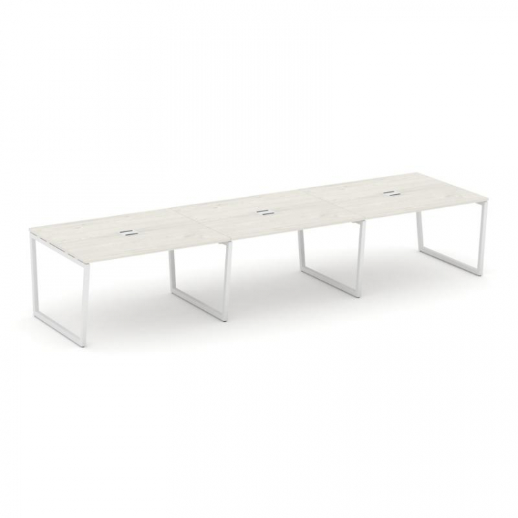 Style Project Стол переговорный SN-4T2.SPRG-053 Дуб Наварра/Металл Белый/Заглушка Металл Белый 4410*