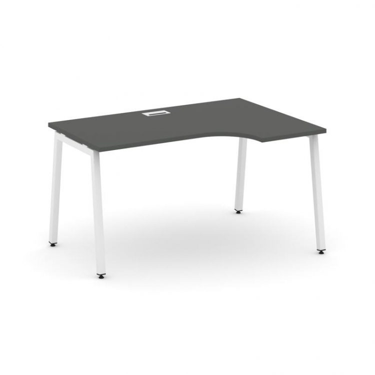 Style Project Стол рабочий эргоном. SN-4A.SPA-021(R) Антрацит/Металл Белый 1380*800/980*750