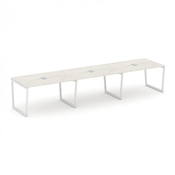 Style Project Стол переговорный SN-4T2.SPRG-024 Дуб Наварра/Металл Белый/Заглушка Металл Белый 4740*