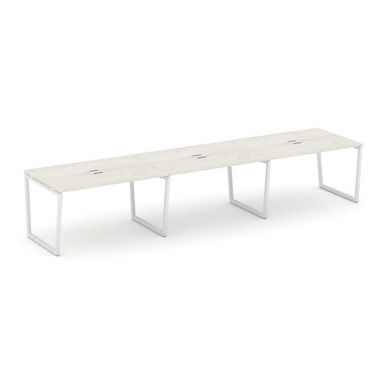 Style Project Стол переговорный SN-4T2.SPRG-024 Дуб Наварра/Металл Белый/Заглушка Металл Белый 4740*