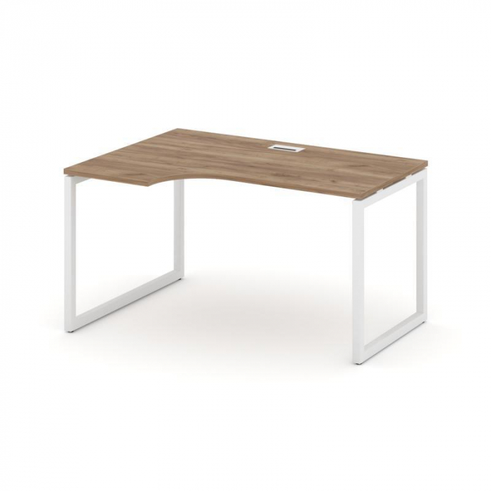 Стайл Проджект Стол рабочий эргоном. SN-4O.SPA-002(L) Дуб Табак/Металл Белый 1580*600/980*750