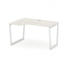 Style Project Стол рабочий эргоном. SN-4T2.SPA-021(L) Дуб Наварра/Металл Белый/Заглушка Пластик Белы