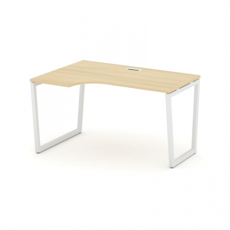 Style Project Стол рабочий эргоном. SN-4T2.SPA-021(L) Акация Лорка/Металл Белый/Заглушка Пластик Бел