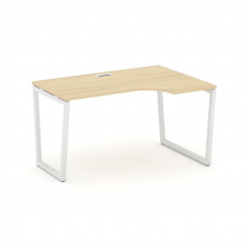 Style Project Стол рабочий эргоном. SN-4T2.SPA-021(R) Акация Лорка/Металл Белый/Заглушка Пластик Бел