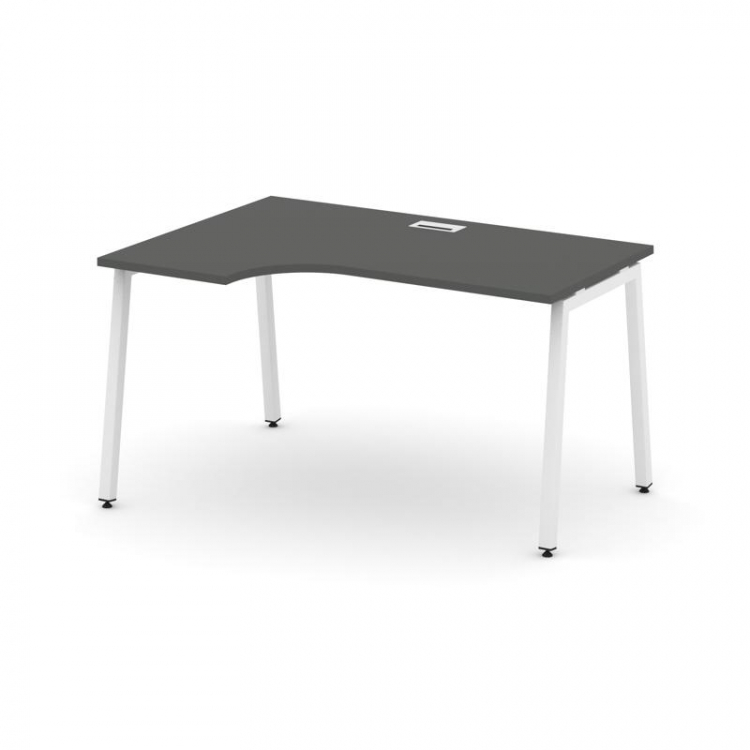 Style Project Стол рабочий эргоном. SN-4A.SPA-012(L) Антрацит/Металл Белый 1580*700/980*750