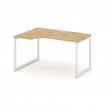 Style Project Стол рабочий эргоном. SN-4O.SPA-012(L) Тиквуд Светлый/Металл Белый 1580*700/980*750