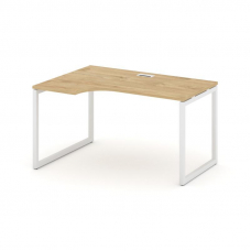 Style Project Стол рабочий эргоном. SN-4O.SPA-012(L) Тиквуд Светлый/Металл Белый 1580*700/980*750