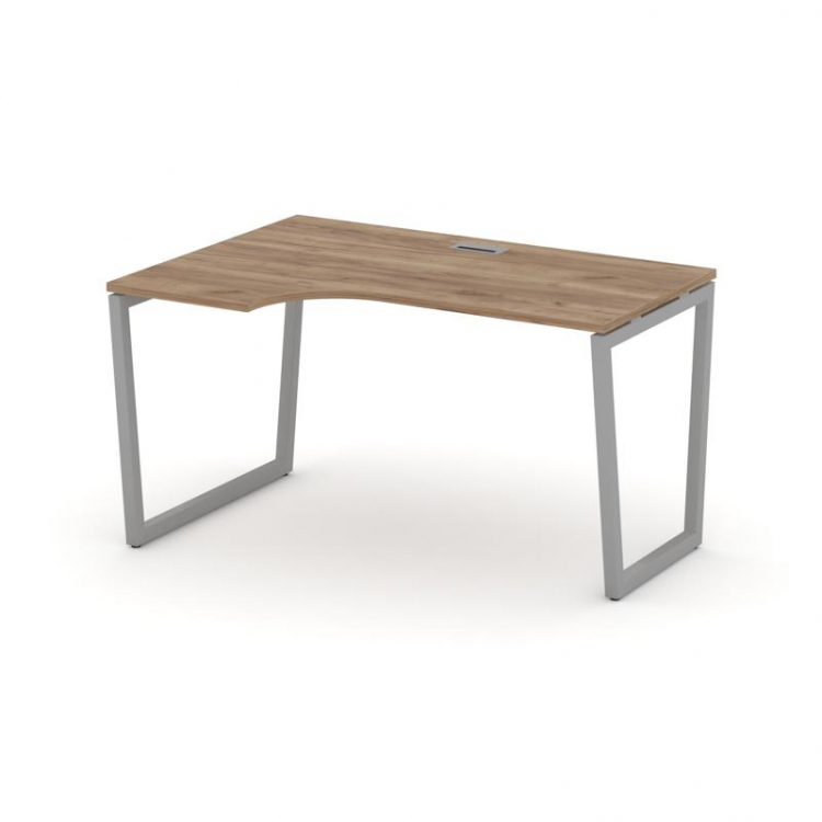 Style Project Стол рабочий эргоном. SN-4T2.SPA-001(L) Дуб Табак/Металл Серый/Заглушка Пластик Серебр