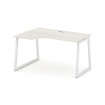 Style Project Стол рабочий эргоном. SN-4T1.SPA-011(L) Дуб Наварра/Металл Белый/Заглушка Пластик Белы