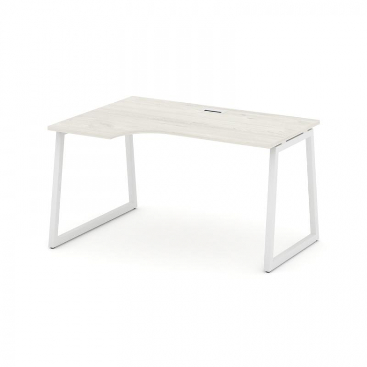 Style Project Стол рабочий эргоном. SN-4T1.SPA-011(L) Дуб Наварра/Металл Белый/Заглушка Пластик Белы