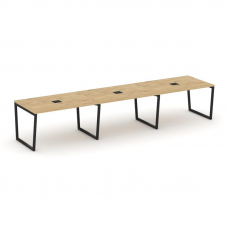 Style Project Стол переговорный SN-4T2.SPRG-022 Тиквуд Светлый/Металл Черный/Заглушка Металл Черный