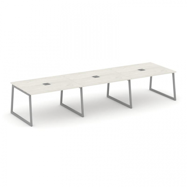 Style Project Стол переговорный SN-4T1.SPRG-052 Дуб Наварра/Металл Серый/Заглушка Металл Серый 3540*